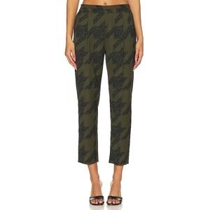 AllSaints Womens Butterfly Houndstooth Tapered Pants Olive Green Black Size US 4